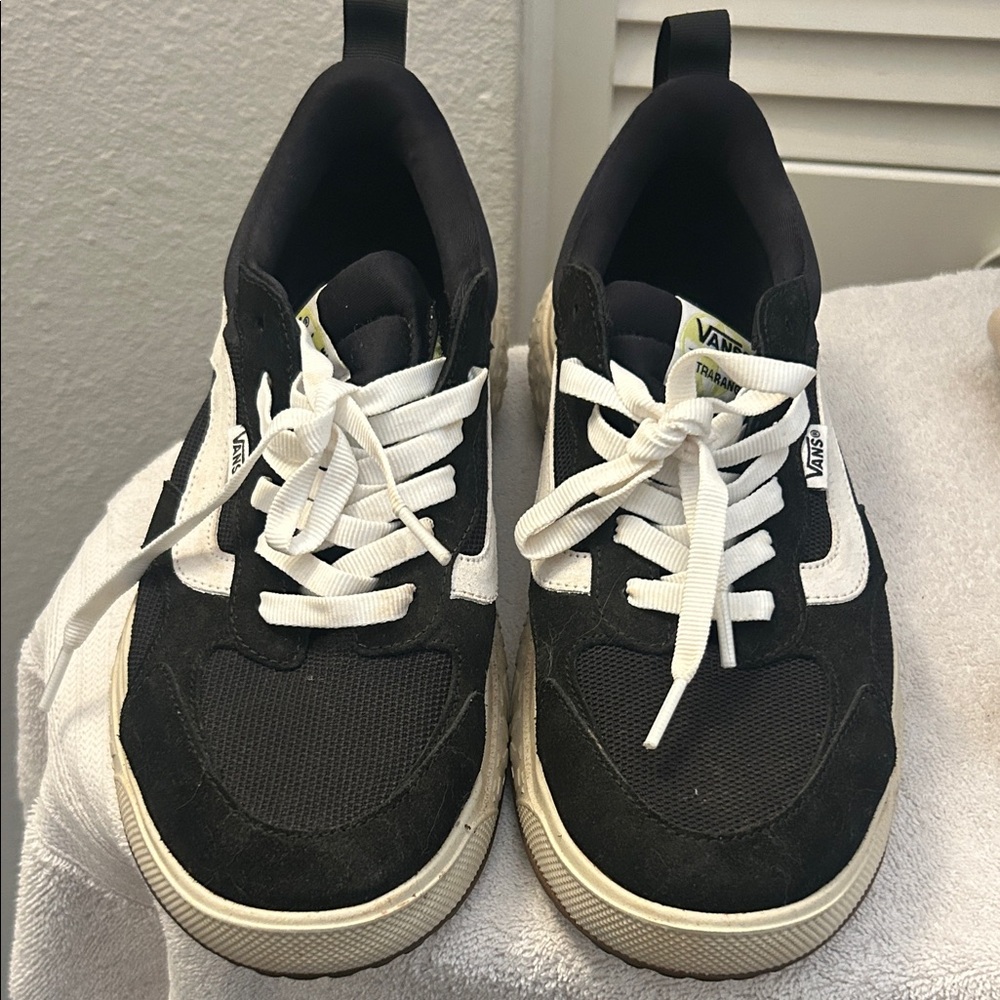 Vans Kids Black and White Lace-Up Sneakers